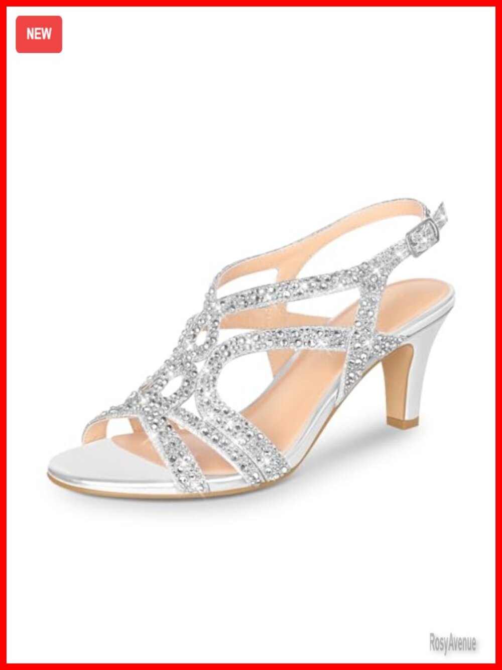 Women's Amelia Sparkle Crystal Slingback High Heel Sandals